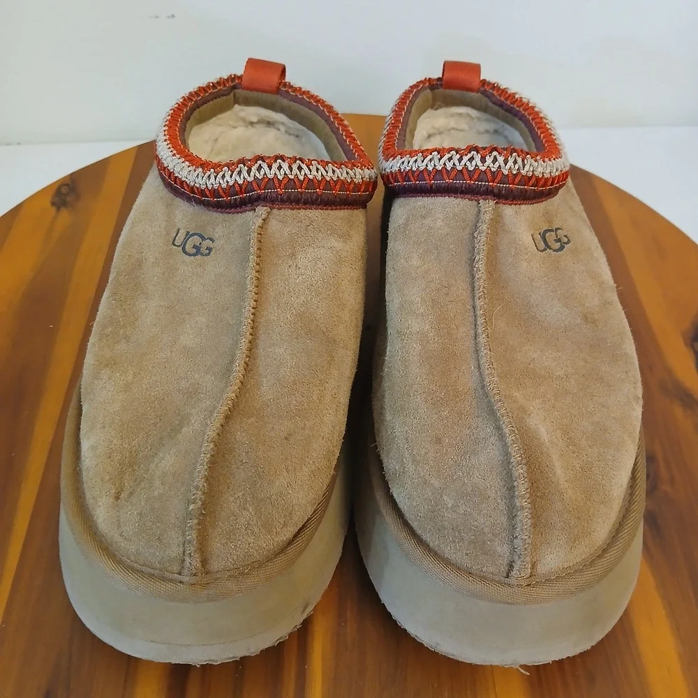 UGG Tasman Slippers Mens 11 Chestnut Tazz Platform Suede Shearling 1122553